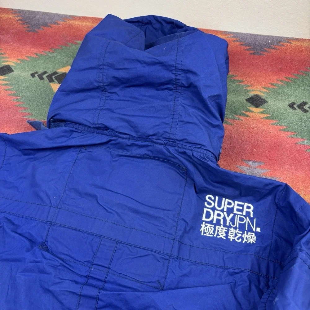 Superdry Military Jacket Men's Small Blue Cotton Utility Safari Pockets Full Zip